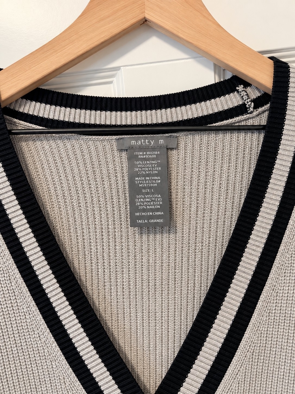 Matty M Light Gray Longline Cardigan Collegiate Varsity Workwear - Picture 5 of 5